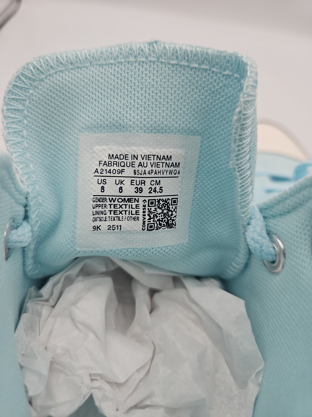 Converse Women's High-Top Sneakers in Light Blue with Floral Embroidery - Picture 9 of 10